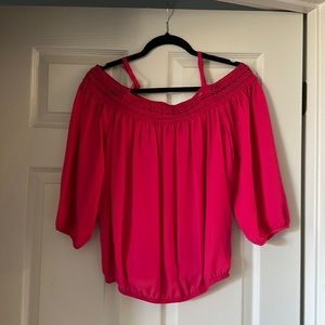 Hot pink off the shoulder blouse